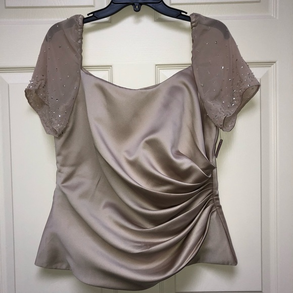 Bride Mother Satin & Chiffon Top Beading & Sequins - Picture 2 of 5